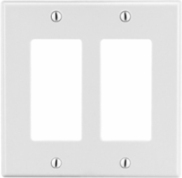 2-Gang Decorator Wallplate, 4.63 Inch x 4.69 Inch, White, Smooth Satin Finish