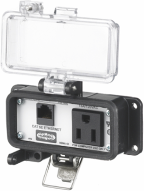 NEMA 4X Industrial Ethernet Enclosure with Cat 5e 15A Receptacle, 6.5x14.2x10.3 Inch