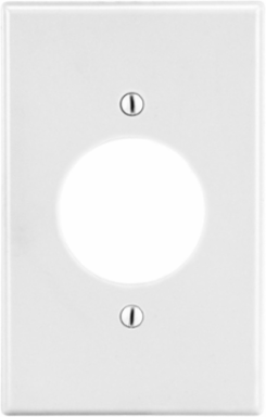 Wallplate 1-Gang 1.60 Inch Opening White, Polycarbonate, Smooth Satin Finish