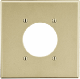 Ivory 2-Gang Wallplate with 2.15" Opening, 4.94 x 5.00 Inch, Smooth Satin Finish