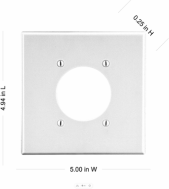 Wallplate 2-Gang 2.15" Opening White, Smooth Satin Finish, Polycarbonate Material