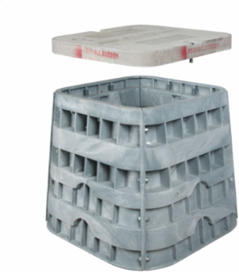 Assembly, 24"x24"x24", HDPE Enclosure with Polymer Concrete lid rated at 20k, with hex head bolts