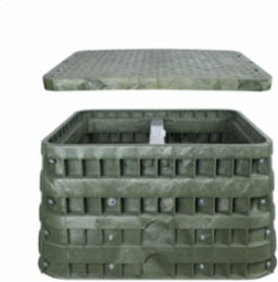 Assembly, HDPE, 36"x36"x24", 5k rated, hex head bolts
