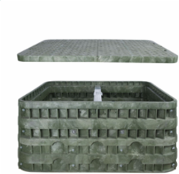 Assembly, HDPE, 36"x48"x24", 5k rated, hex head bolts