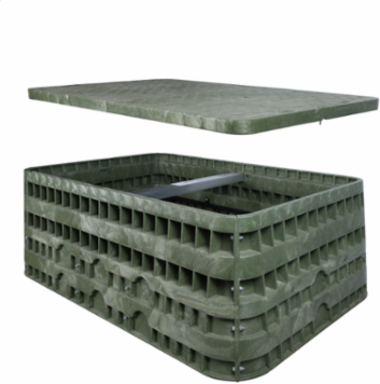 Assembly, HDPE, 36"x60"x24", 5k rated, hex head bolts