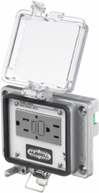 GFCI Receptacle, 15A 125V, NEMA 12/4 Enclosure, Gray