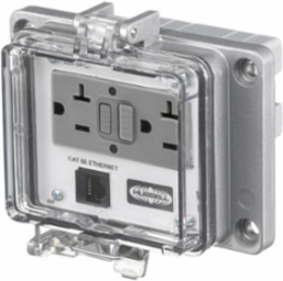 NEMA 12/4 Industrial Ethernet Enclosure, 15A 125V GFCI Receptacle, 4.8 Inch Width