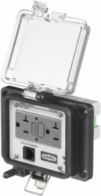 Industrial Ethernet GFCI Receptacle, NEMA 4X Enclosure, 15A 125V