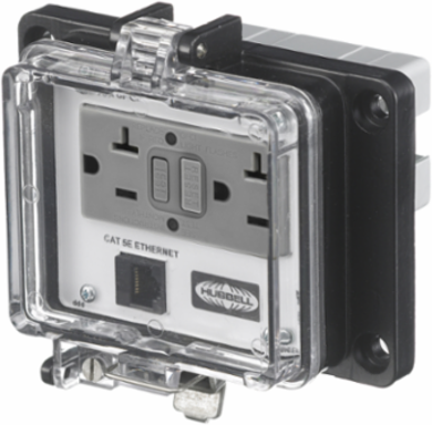 Industrial Ethernet GFCI Receptacle, NEMA 4X Enclosure, 15A 125V