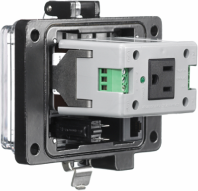 NEMA 4X GFCI Receptacle, 15A 125V, Cat5e, 3A Circuit Breaker