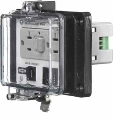 NEMA 4X GFCI Receptacle, 15A 125V, Cat5e, 3A Circuit Breaker