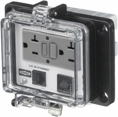 NEMA 4X GFCI Receptacle, 15A 125V, Cat5e, 3A Circuit Breaker