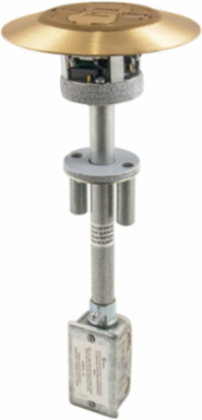 2x2 Flush Poke-Through, Brass Finish, 3 Inch Diameter, 20A Duplex Receptacle
