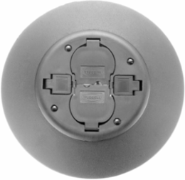 Fire-Rated Poke-Through 2x2 Flush Duplex Fitting, 3 Inch Core Hole, Gray Finish