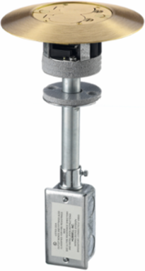 3 Inch Fire-Rated Poke-Through with 20A Duplex, Brass Finish