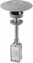 Flush Fire-Rated Poke-Through with 20A Duplex & 2 Holes, Gray