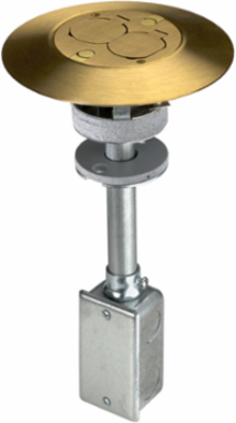 Complete 3 Inch Fire-Rated Poke-Through with 20A Duplex, Brass Finish