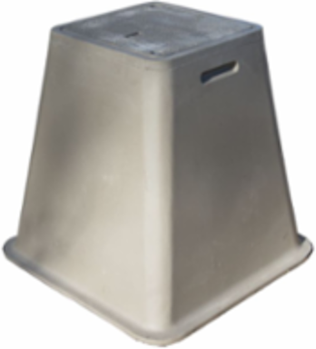 Box, Polymer Concrete, Tier 15, 12"x12"x24", Open Bottom, Flared Wall, Gasket