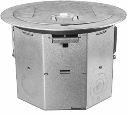 4-Gang Round Floor Box, 6.47 Inch Deep, Brushed Aluminum Cover