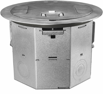 4-Gang Recessed Round Floor Box, 6.47 Inch Deep, Nickel Plated Cover