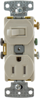Toggle Switch & Tamper Resistant Receptacle, 15A 120VAC, Side Wired