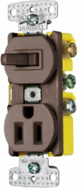 15A Tamper Resistant Three Way Toggle Receptacle 120V AC, Side Wired