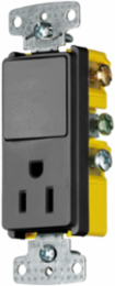 Decorator Combination Device, 1 Single Pole Rocker, 1 Receptacle 15A 120V AC