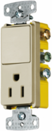 Decorator Combination Device, 15A Rocker Switch & Receptacle, 120VAC
