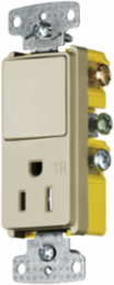 Decorator Series Combination Device, 15A 120V AC, Single Pole Rocker & Tamper Resistant Receptacle