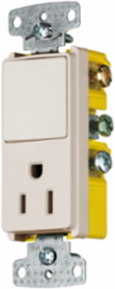Residential Grade Light Almond Switch and Receptacle, 15A 120V AC, Single Pole Rocker