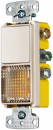 Light Almond Single Pole Rocker Switch with Pilot Light, 15A 120V AC, Side Wired