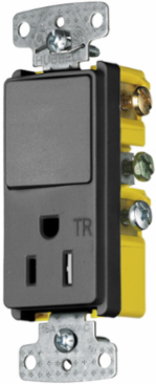 Residential Combination Device, 15A, 120V AC, Three Way Rocker & Tamper Resistant Receptacle