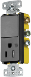 Residential Combination Device, 15A, 120V AC, Three Way Rocker & Tamper Resistant Receptacle