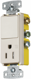 Residential Grade Switch with 15A 125V AC Tamper Resistant Receptacle and 3-Way Rocker
