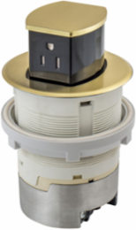 15A Surface Mount Kitchen Counter Receptacle, Brass, 4.20 x 4.20 x 6.48 Inch