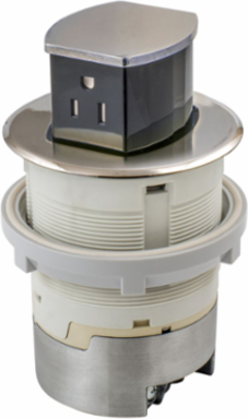 15A Surface Mount Kitchen Counter Receptacle, Nickel, 4.20 Inch x 4.20 Inch x 6.48 Inch