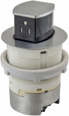 15A Flush Mount Kitchen Counter Receptacle, 4.20 Inch x 4.20 Inch x 6.48 Inch, Aluminum