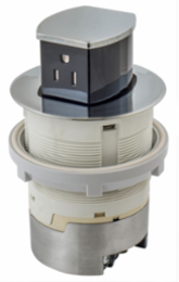 15A Flush Mount Kitchen Counter Receptacle, Chrome, 4.20 Inch x 4.20 Inch x 6.48 Inch