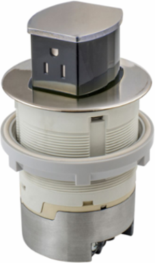 15A Flush Mount Kitchen Counter Receptacle, Nickel, 4.20 x 4.20 x 6.48 Inch