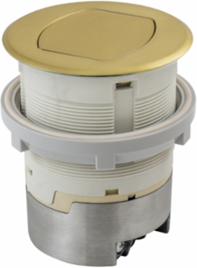 20A Kitchen Counter Receptacle, Surface Mount, Brass, 4.20 Inch x 4.20 Inch x 6.48 Inch