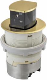 20A Kitchen Counter Receptacle, Surface Mount, Brass, 4.20 Inch x 4.20 Inch x 6.48 Inch