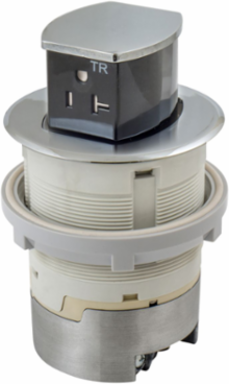 20A Surface Mount Kitchen Counter Receptacle, Chrome, 4.20 Inch x 4.20 Inch x 6.48 Inch