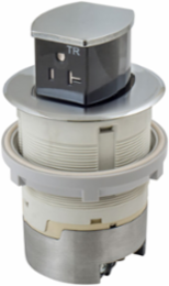 20A Surface Mount Kitchen Counter Receptacle, Chrome, 4.20 Inch x 4.20 Inch x 6.48 Inch
