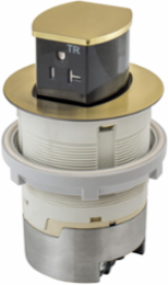 20A Flush Mount Kitchen Counter Receptacle, Brass, 4.20 Inch x 4.20 Inch x 6.48 Inch