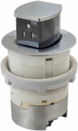 20A Kitchen Counter Receptacle, Flush Mount, Chrome, 4.20 Inch x 4.20 Inch x 6.48 Inch