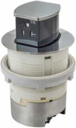 20A Flush Mount Kitchen Counter Receptacle, Nickel, 4.20 Inch x 4.20 Inch x 6.48 Inch