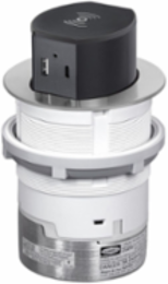 15A Tri-Power Pop Up Counter Receptacle, 4.75 Inch x 4.75 Inch x 7.38 Inch, Aluminum