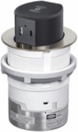 15A Tri-Power Surface Mount Counter Receptacle, 4.75 Inch x 4.75 Inch x 7.38 Inch, Nickel
