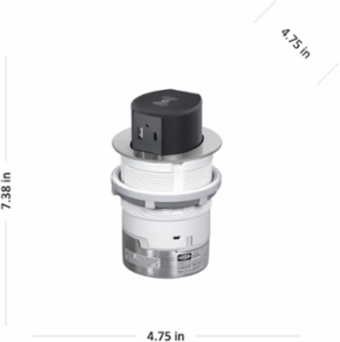 20A Pop-Up Counter Receptacle, Surface Mount, Aluminum, 4.75 Inch x 4.75 Inch x 7.38 Inch