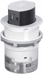 20A Tri-Power Pop Up Counter Receptacle, Surface Mount, 125V, White, 4.75 Inch x 4.75 Inch x 7.38 Inch